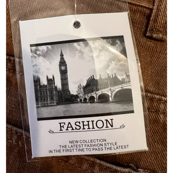 FASHION Jeans Mens Size 28" Waist Brown Baggy Y2K Grafitti Korean Streetwear NWT - Picture 3 of 10